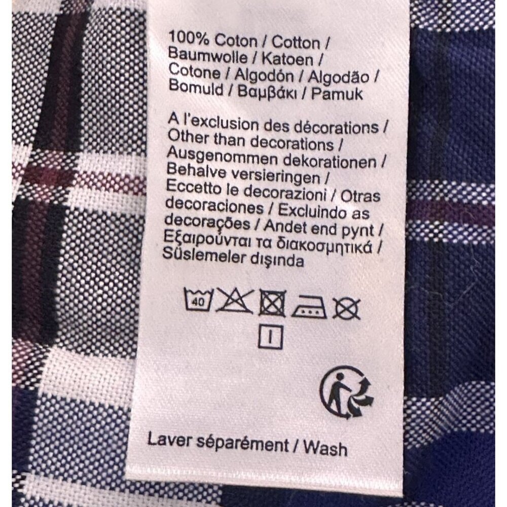 Lacoste Shirt Men's Sm Short Sleeve Button Up Blue Plaid Logo Pocket Regular Fit - Picture 9 of 12